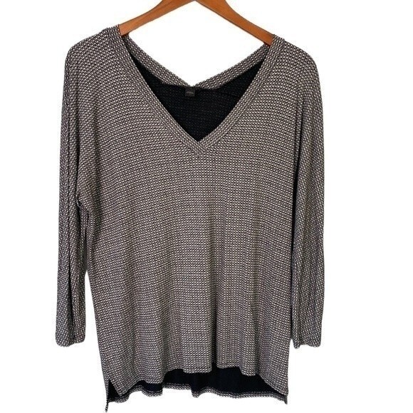 J Jill Wearever V-Neck 3/4 Sleeve Top Side Slits Relaxed Fit Stretchy Loungewear - Picture 12 of 12